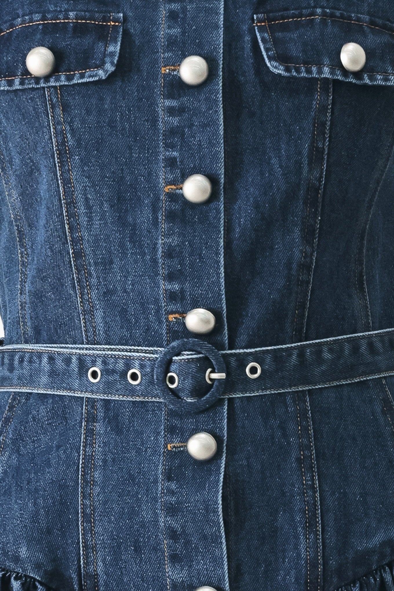 BABY BLUE LOVE DENIM MINI DRESS Flying Tomato