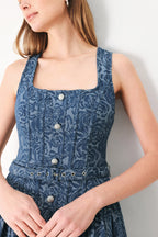 MIDNIGHT GARDEN DENIM MIDI DRESS Flying Tomato