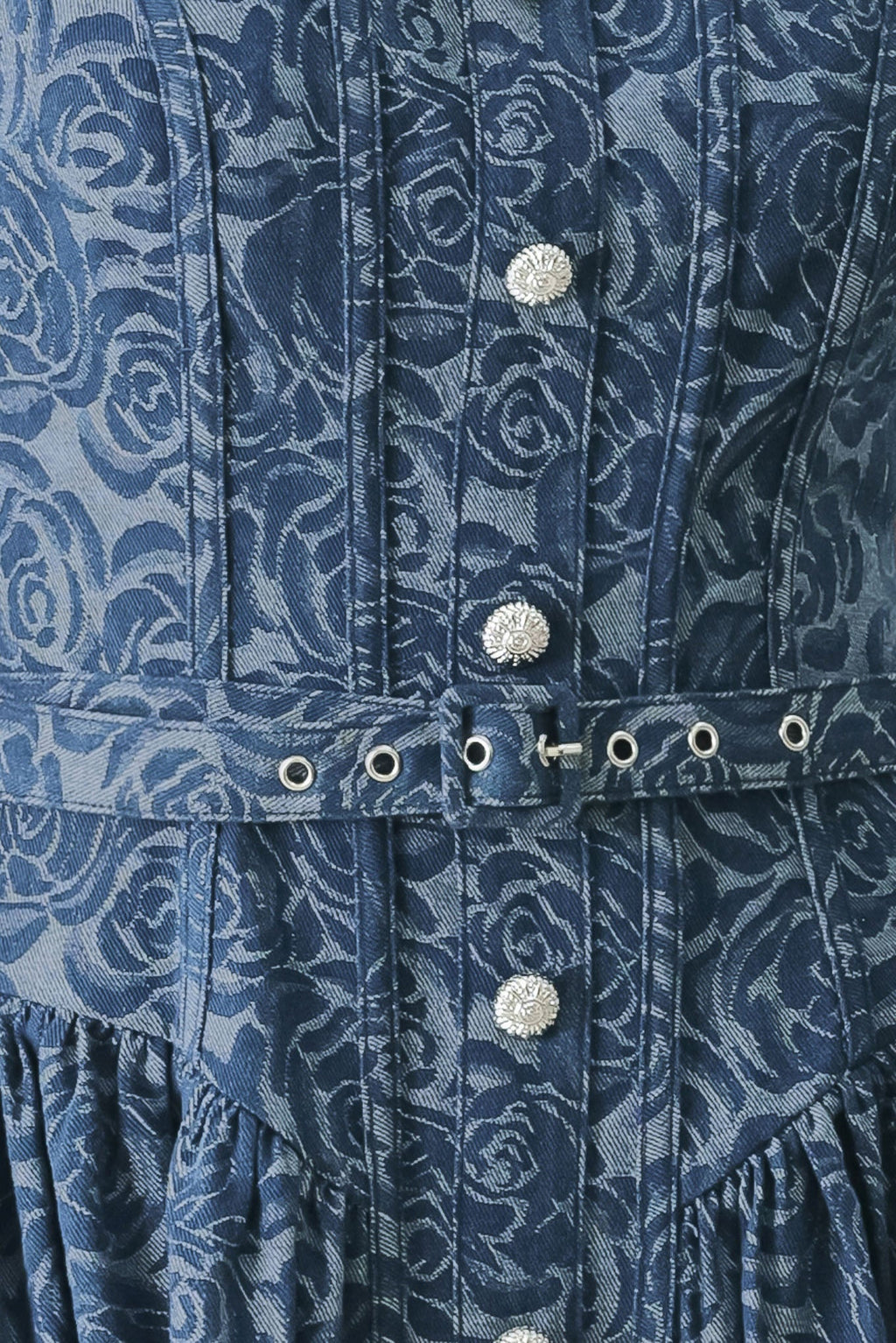 MIDNIGHT GARDEN DENIM MIDI DRESS Flying Tomato