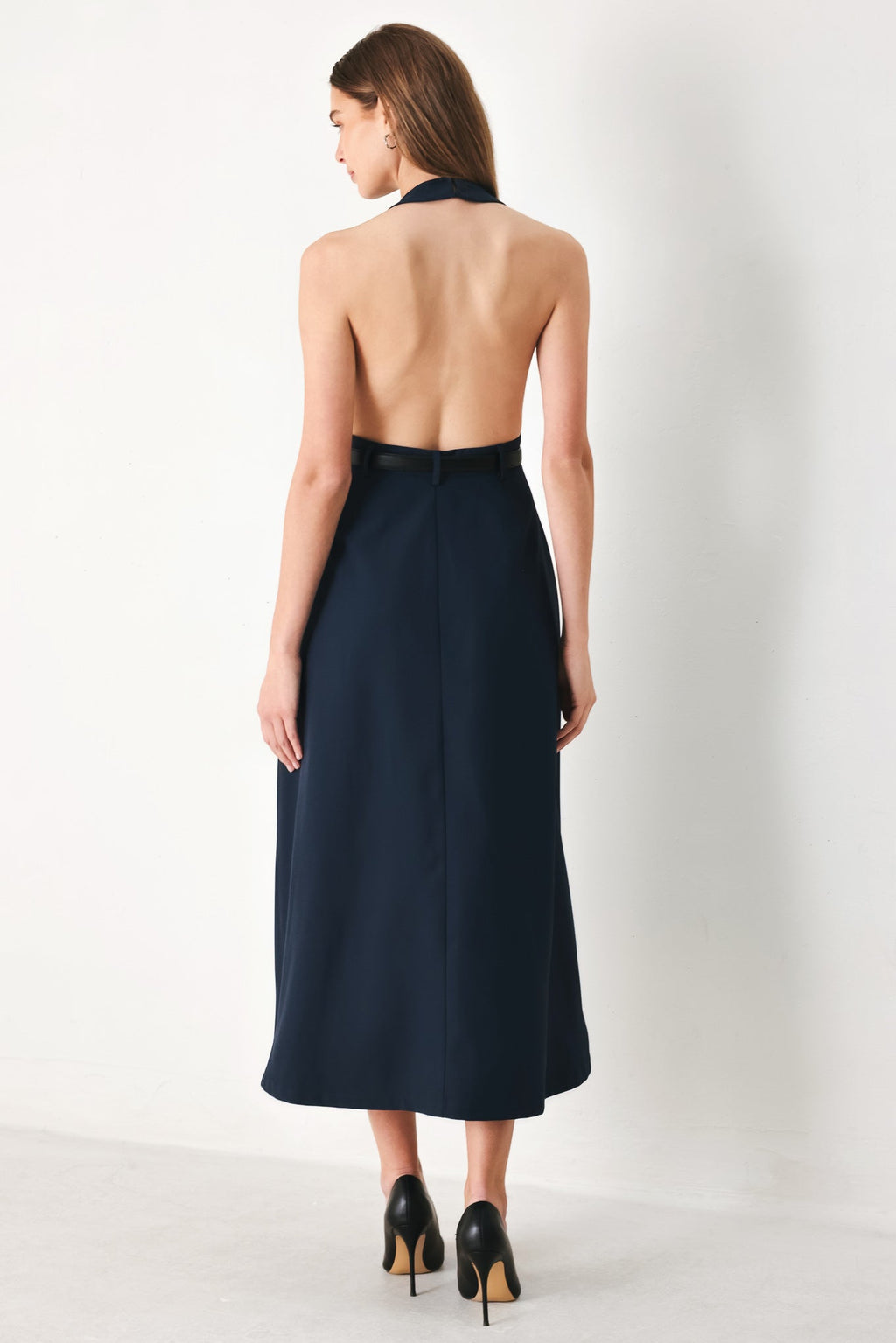 MIDNIGHT FORM WOVEN MIDI DRESS Flying Tomato