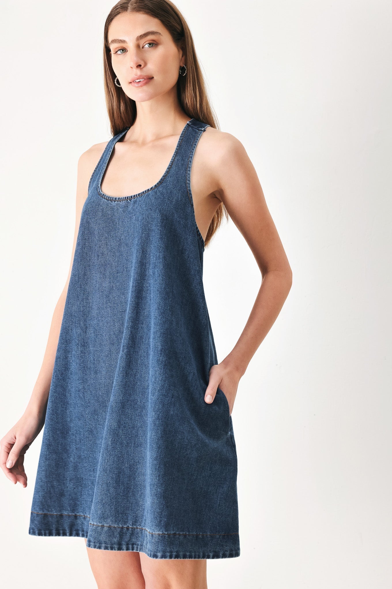BLUE BREEZE DENIM MINI DRESS Flying Tomato