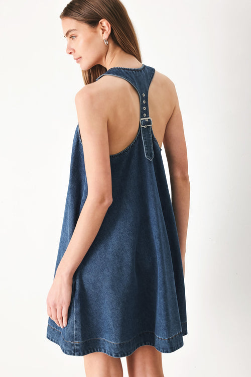 BLUE BREEZE DENIM MINI DRESS Flying Tomato