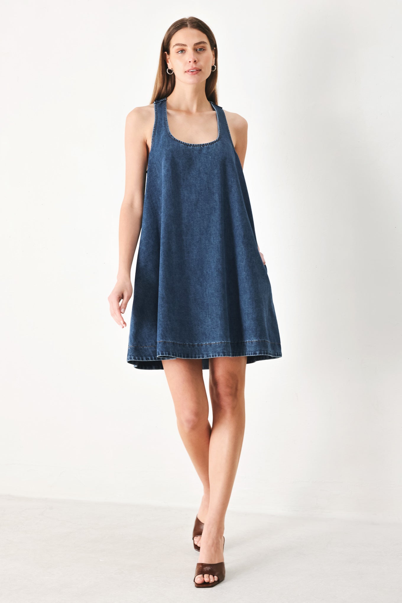 BLUE BREEZE DENIM MINI DRESS Flying Tomato