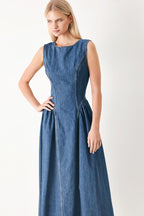 CONTEMPORARY GRACE DENIM MIDI DRESS Flying Tomato