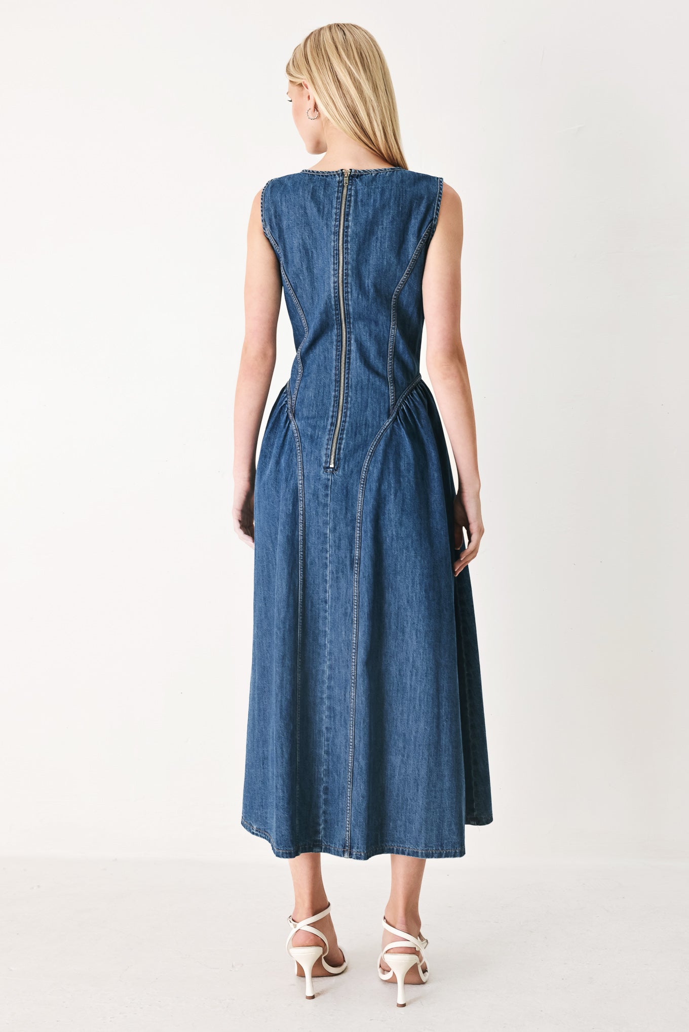 CONTEMPORARY GRACE DENIM MIDI DRESS Flying Tomato
