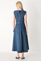 QUIET MUSE DENIM MIDI DRESS Flying Tomato