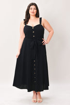 LOVELY NOIR WOVEN MIDI DRESS Flying Tomato