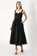 LOVELY NOIR WOVEN MIDI DRESS Flying Tomato
