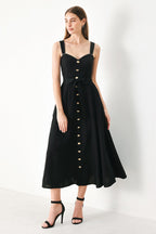LOVELY NOIR WOVEN MIDI DRESS Flying Tomato