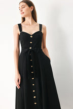 LOVELY NOIR WOVEN MIDI DRESS Flying Tomato