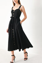 LOVELY NOIR WOVEN MIDI DRESS Flying Tomato