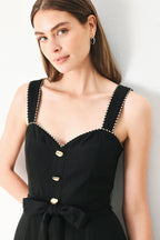 LOVELY NOIR WOVEN MIDI DRESS Flying Tomato