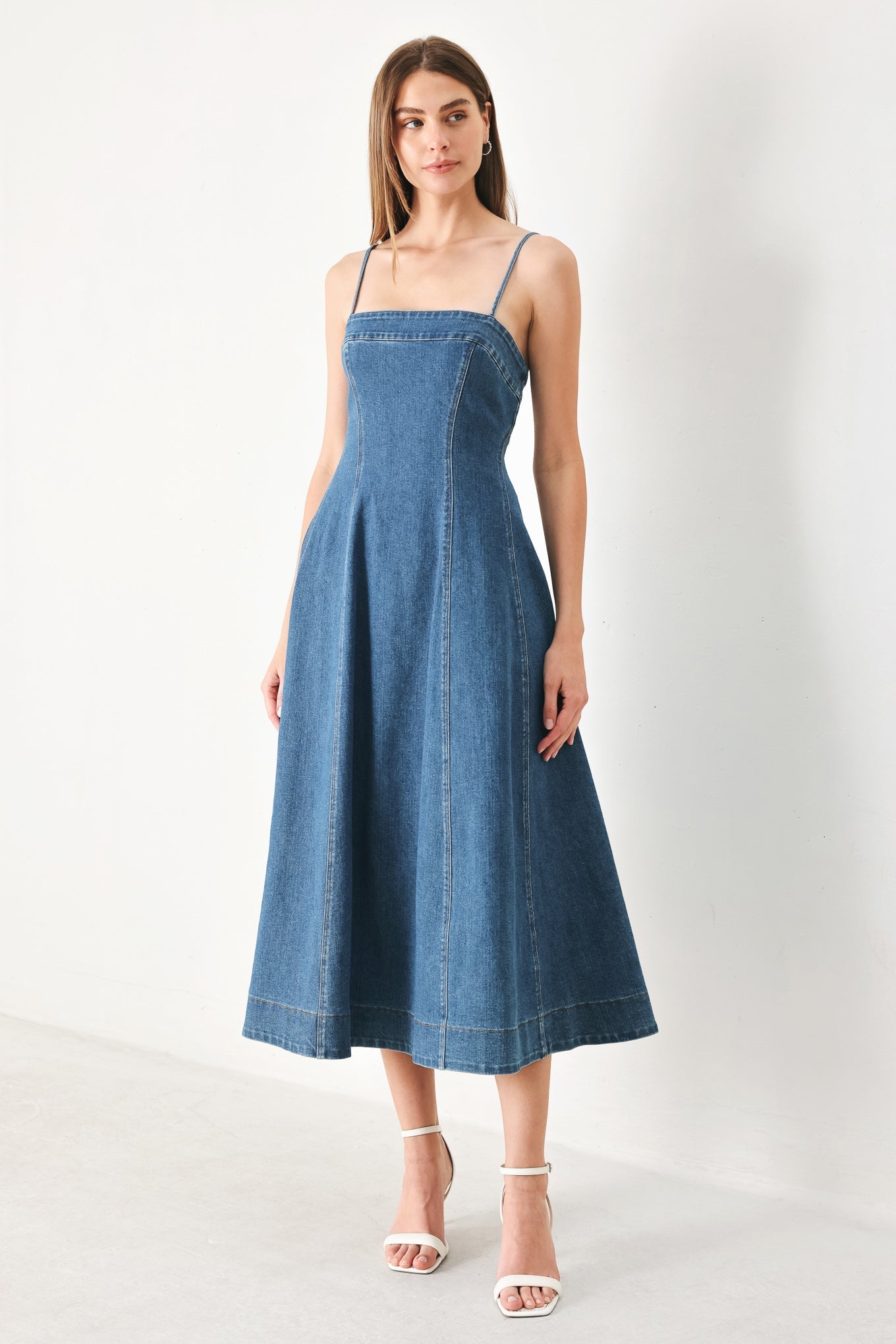 SUMMER INDIGO DENIM MIDI DRESS Flying Tomato