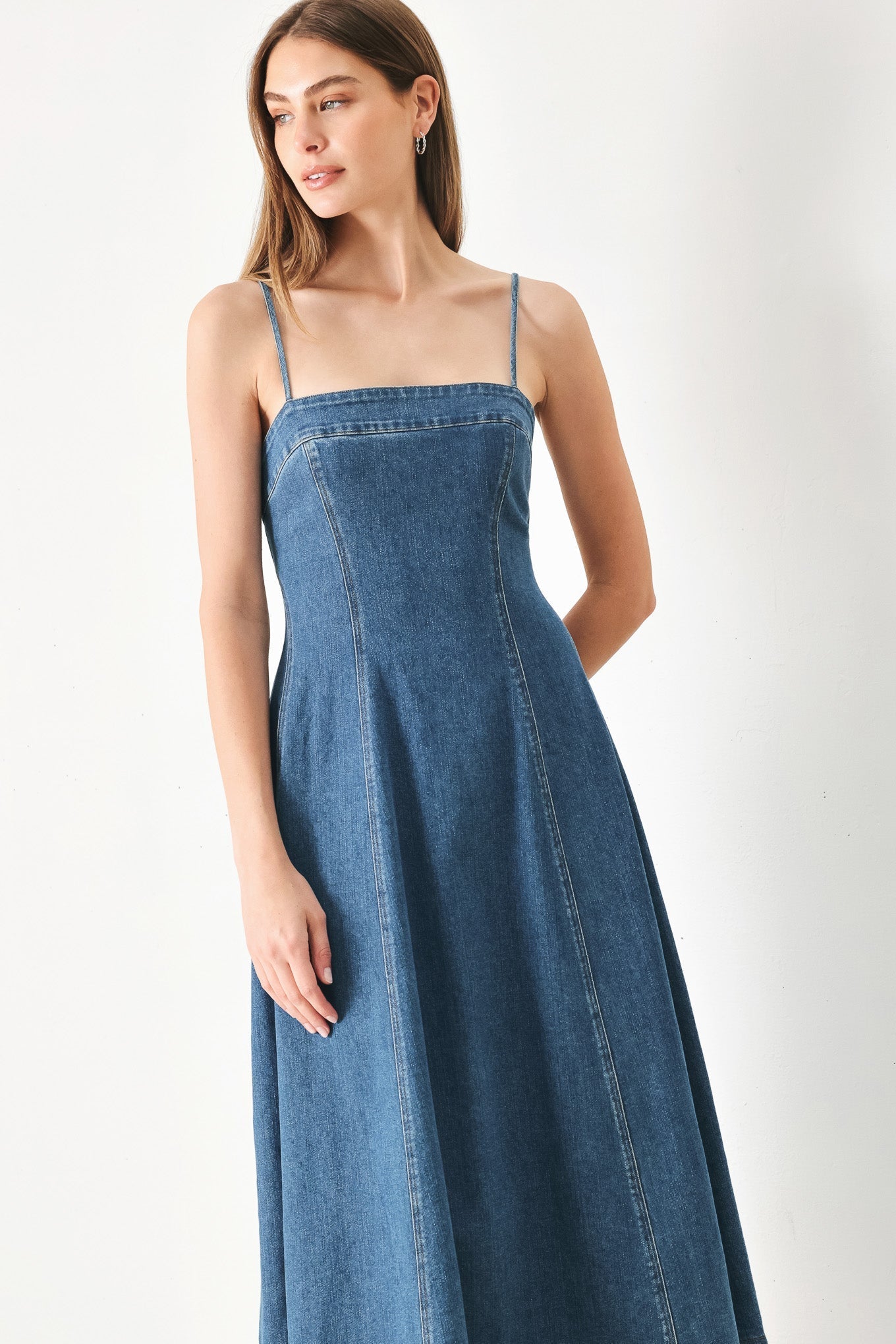 SUMMER INDIGO DENIM MIDI DRESS Flying Tomato