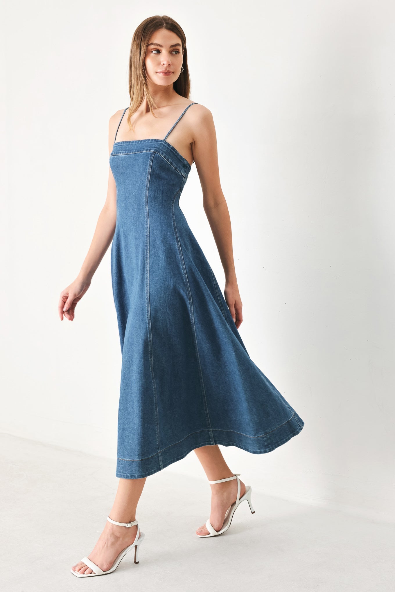 SUMMER INDIGO DENIM MIDI DRESS Flying Tomato