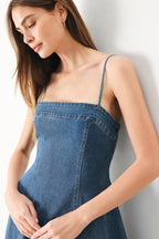 SUMMER INDIGO DENIM MIDI DRESS Flying Tomato