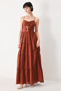 TERRACOTTA SUNSET WOVEN MAXI DRESS Flying Tomato