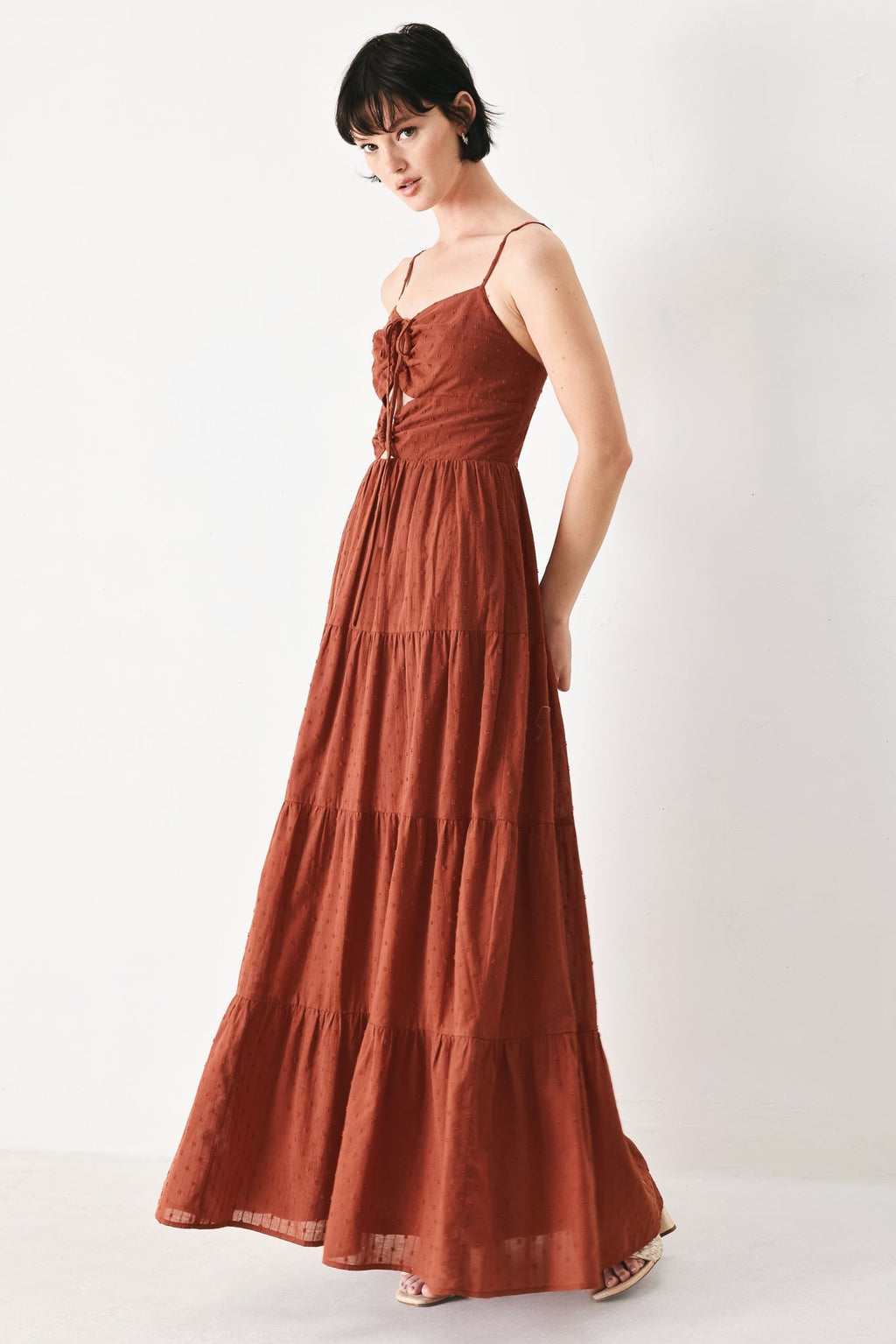 TERRACOTTA SUNSET WOVEN MAXI DRESS Flying Tomato