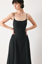 SHEER MIDNIGHT STORY WOVEN MIDI DRESS Flying Tomato