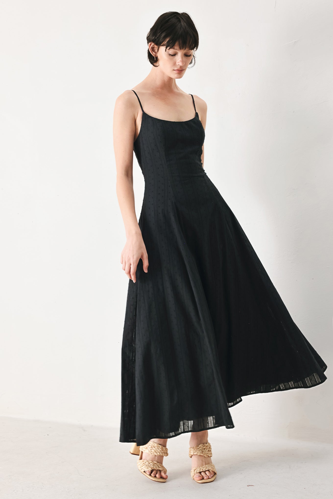 SHEER MIDNIGHT STORY WOVEN MIDI DRESS Flying Tomato