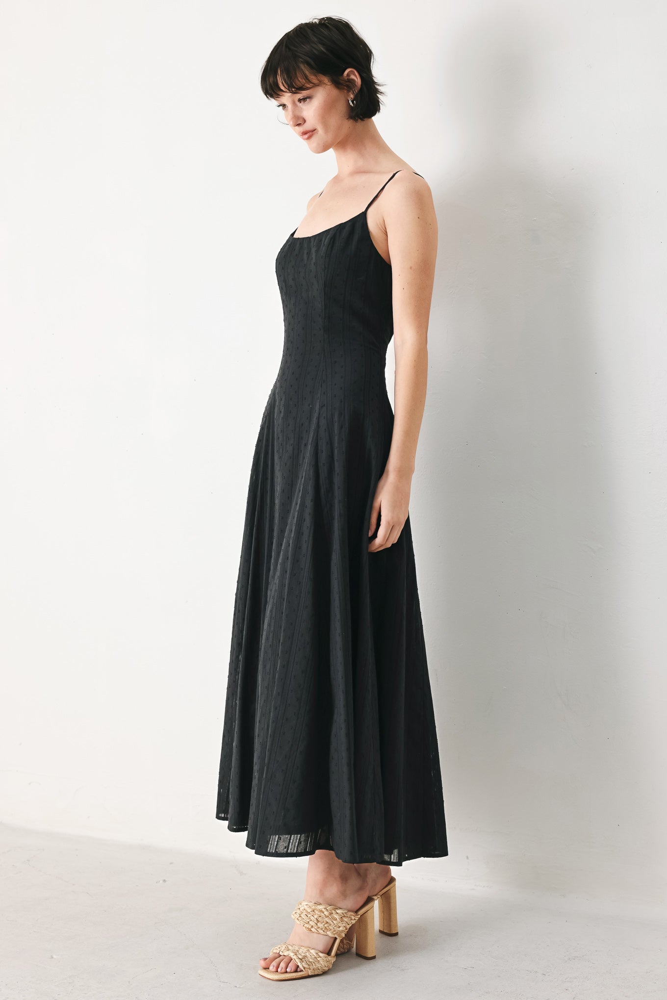 SHEER MIDNIGHT STORY WOVEN MIDI DRESS Flying Tomato