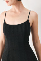 SHEER MIDNIGHT STORY WOVEN MIDI DRESS Flying Tomato