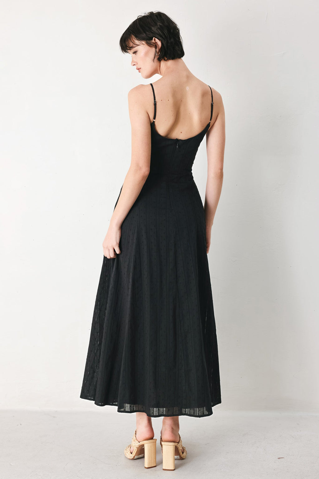 SHEER MIDNIGHT STORY WOVEN MIDI DRESS Flying Tomato