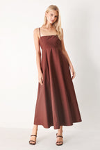 QUIET LUXE WOVEN MIDI DRESS Flying Tomato