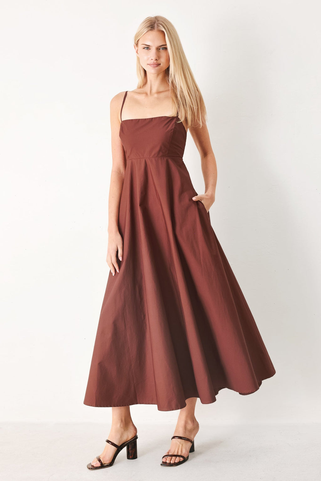 QUIET LUXE WOVEN MIDI DRESS Flying Tomato