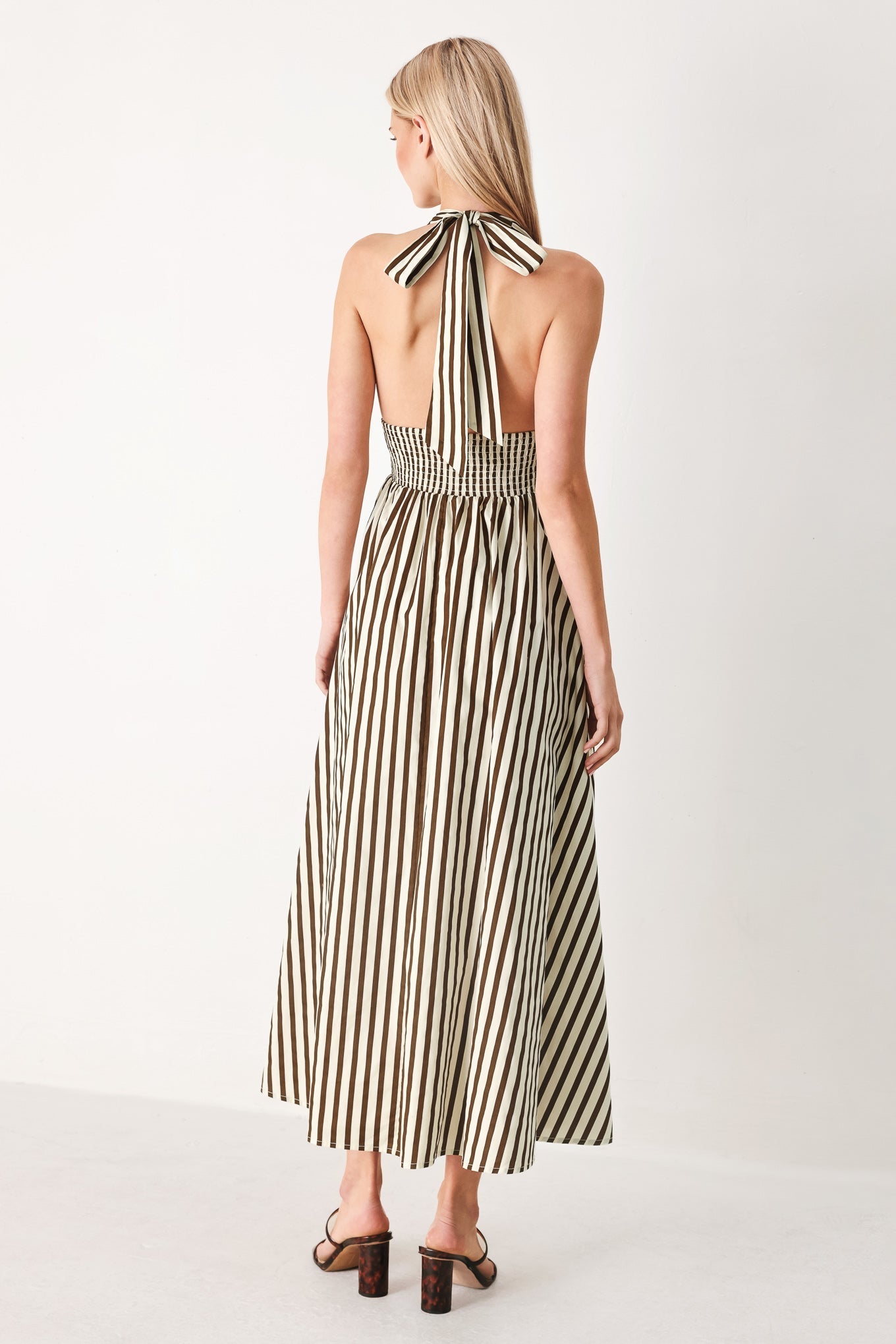 VACATION LINE STRIP WOVEN MIDI DRESS Flying Tomato