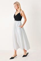 MODERN CONTRAST MIDI DRESS Flying Tomato
