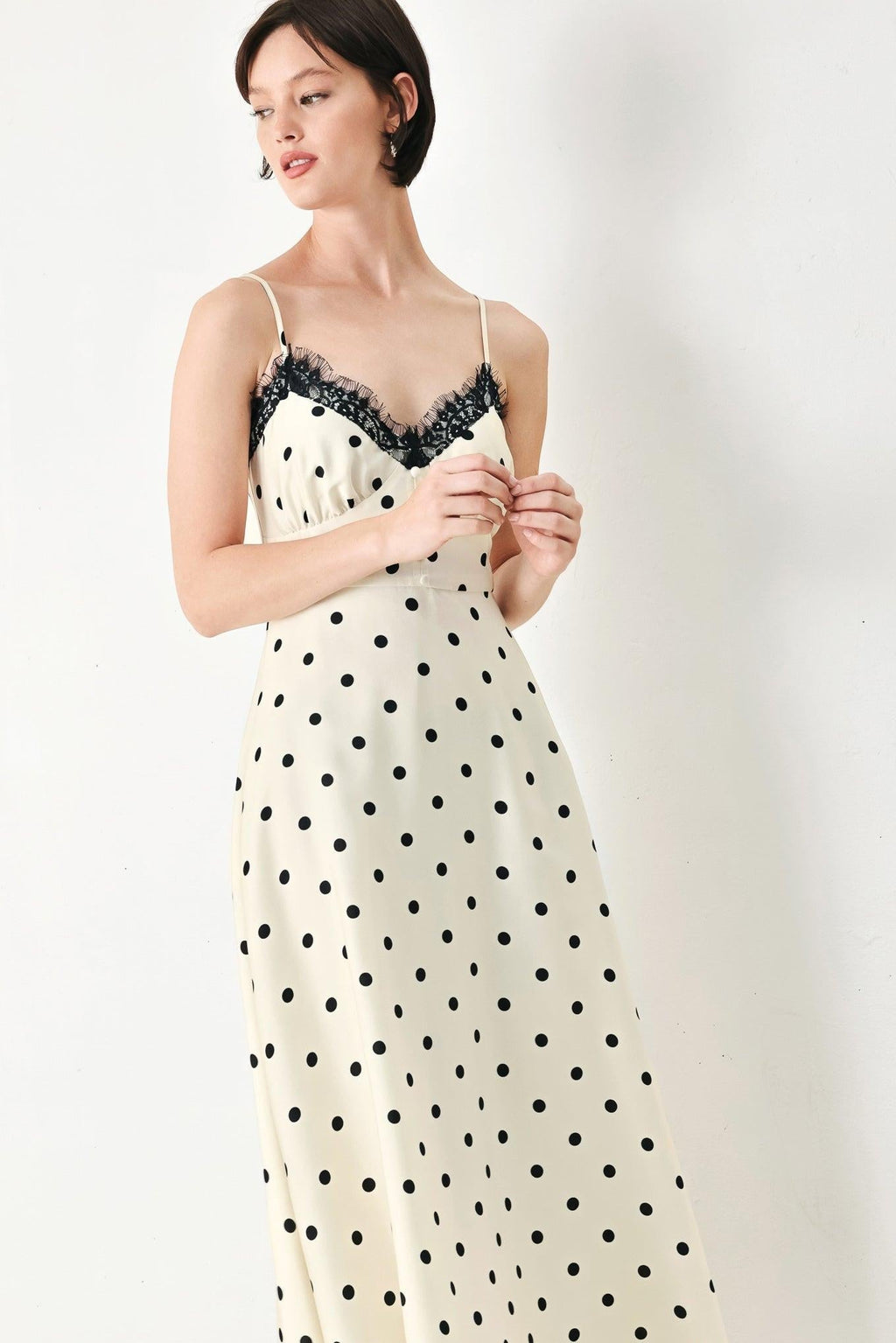 DOTTY SWEETHEART WOVEN MIDI DRESS Flying Tomato