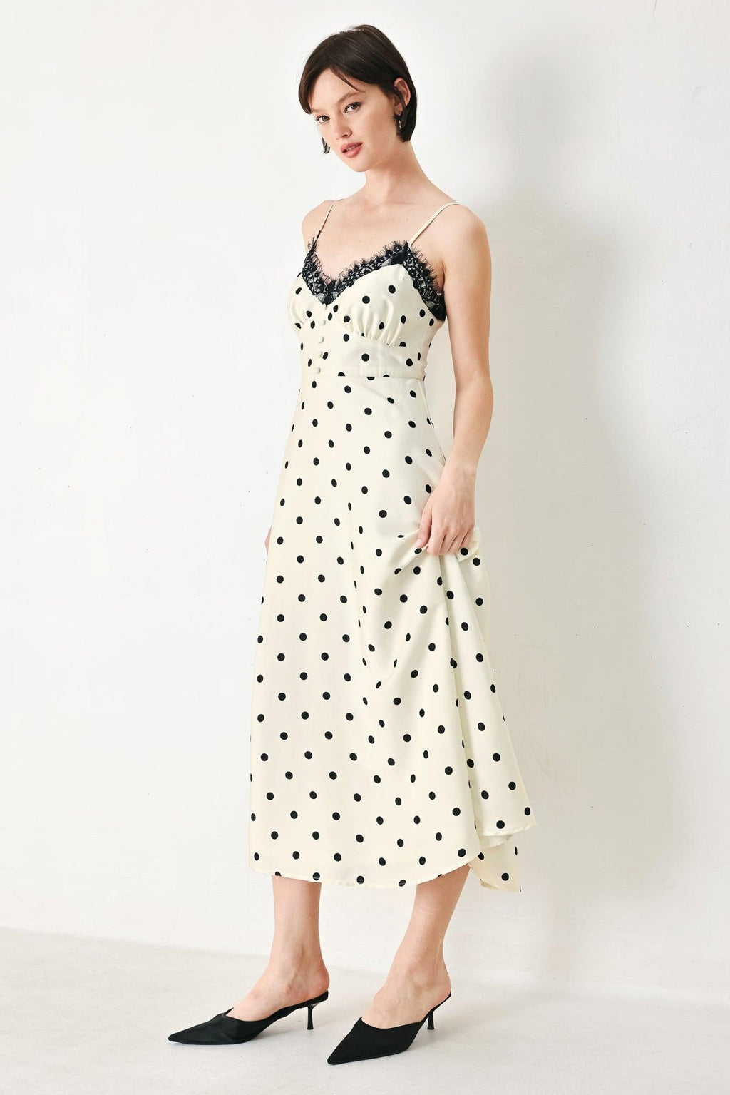 DOTTY SWEETHEART WOVEN MIDI DRESS Flying Tomato