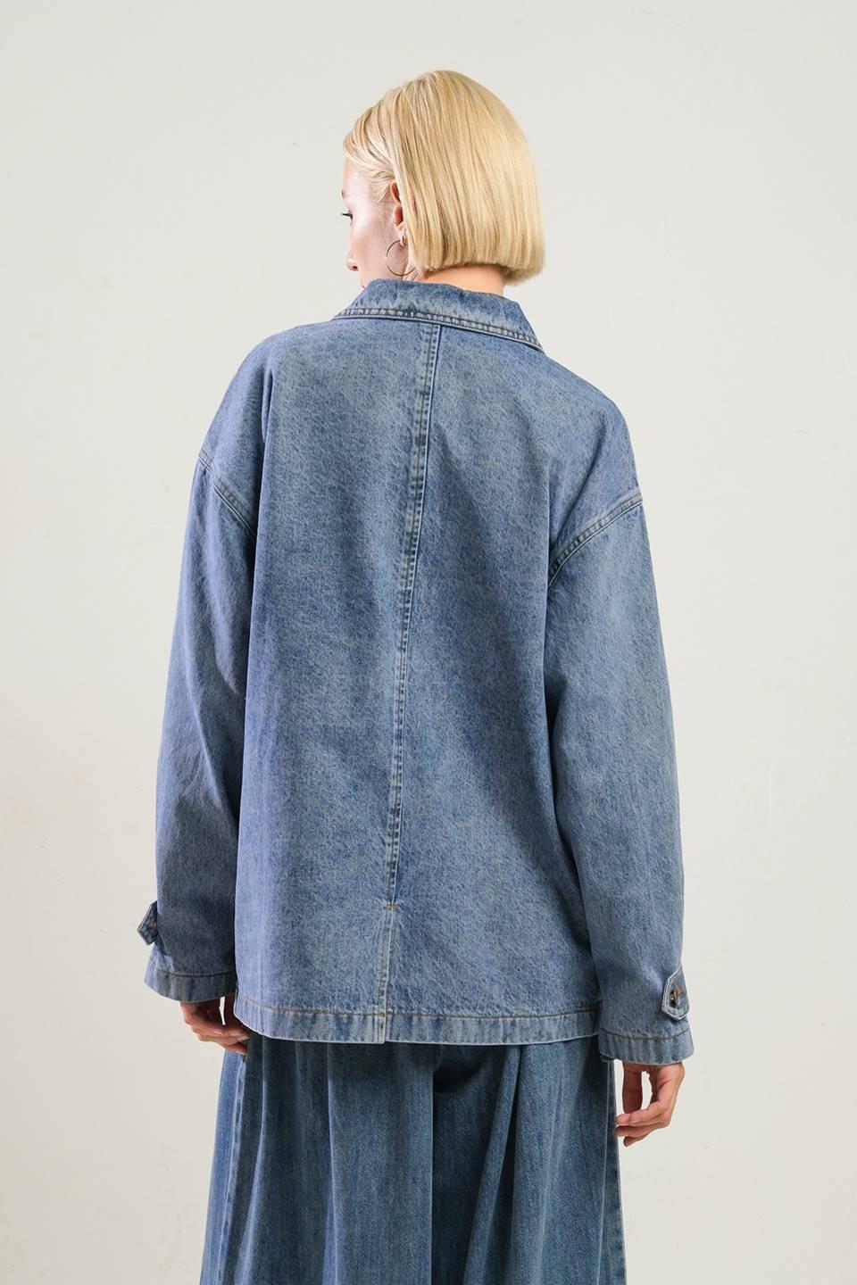 BREATHTAKING CHARM DENIM MIDI JACKET Flying Tomato