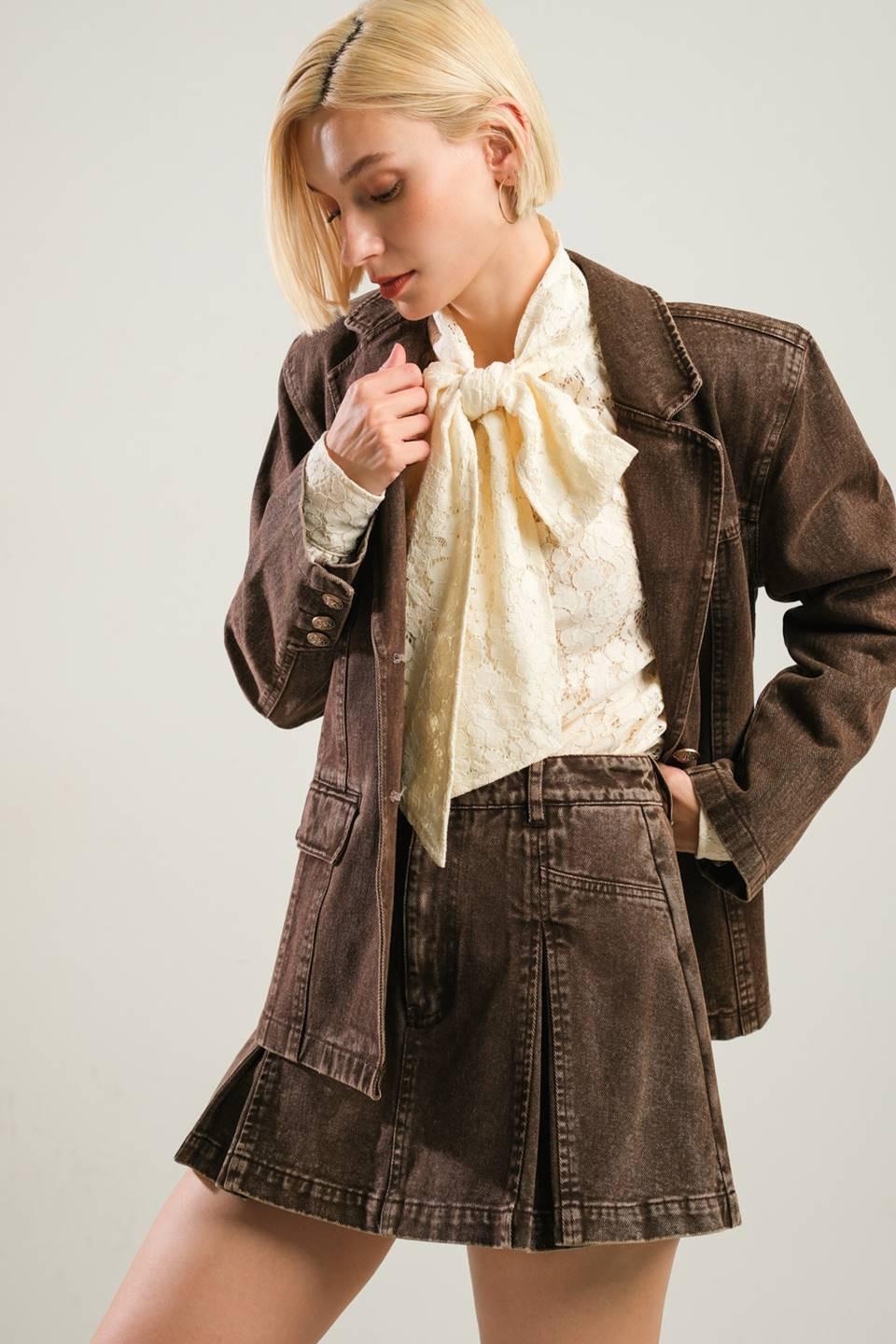 DARING CONFIDENCE DENIM BLAZER Flying Tomato