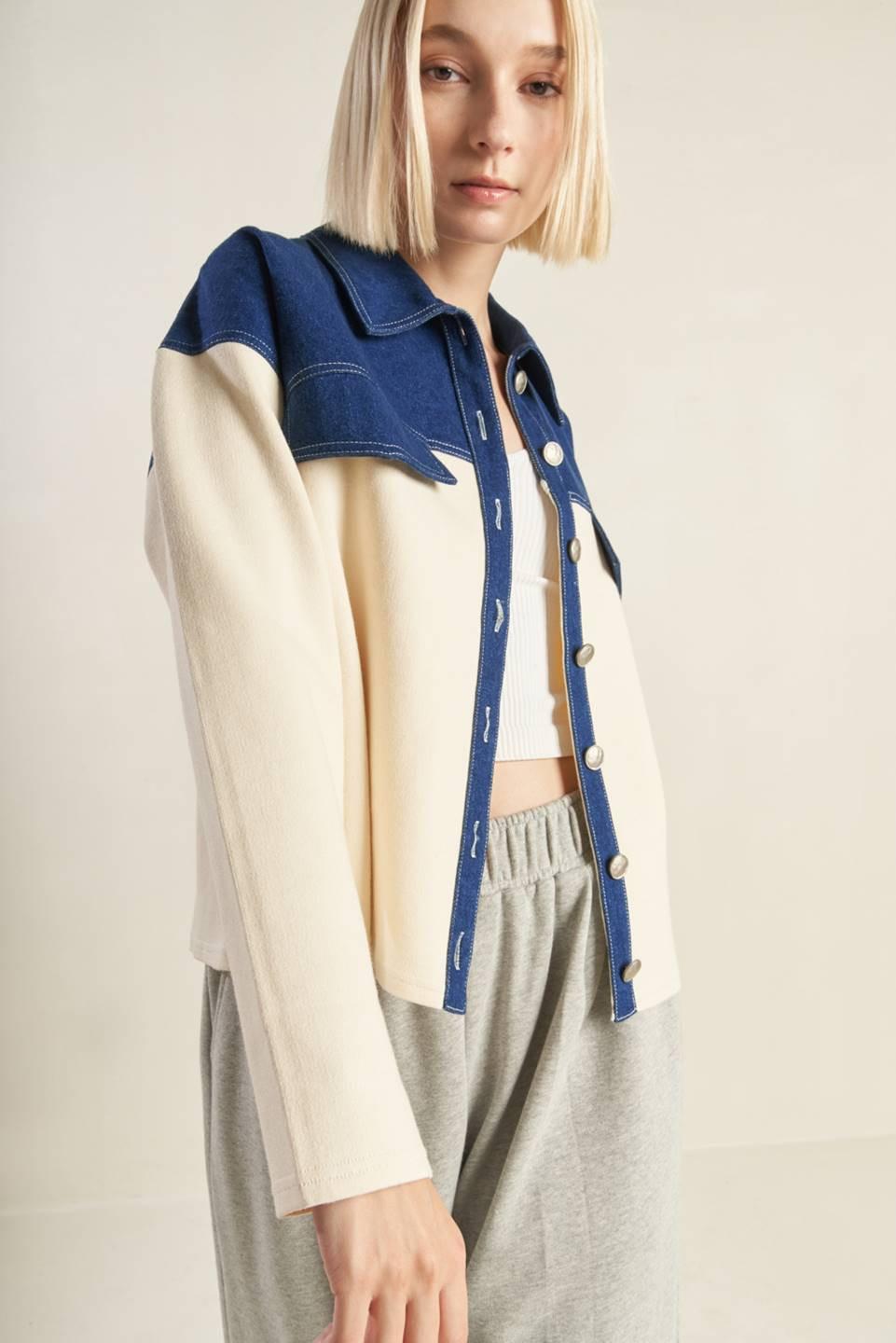 SWEET HARMONY DENIM COMBINATION JACKET Flying Tomato