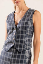 TRAVELING FAR NAVY SEQUIN VEST Flying Tomato