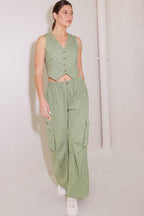 DRIFTING CURRENTS OLIVE WOVEN VEST Flying Tomato