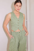 DRIFTING CURRENTS OLIVE WOVEN VEST Flying Tomato