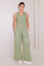 DRIFTING CURRENTS OLIVE WOVEN VEST Flying Tomato