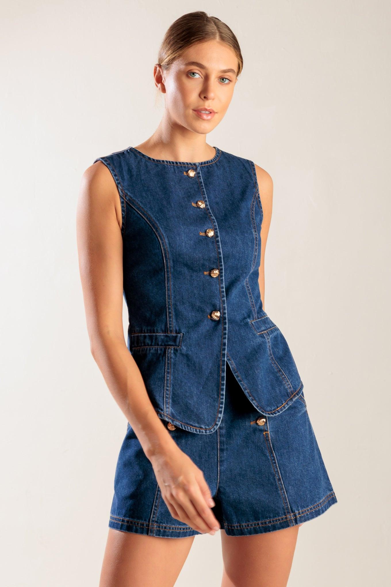 DRIVE-IN MOVIE DENIM VEST Flying Tomato