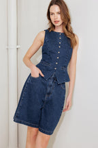 COFFEE PETAL DENIM VEST Flying Tomato