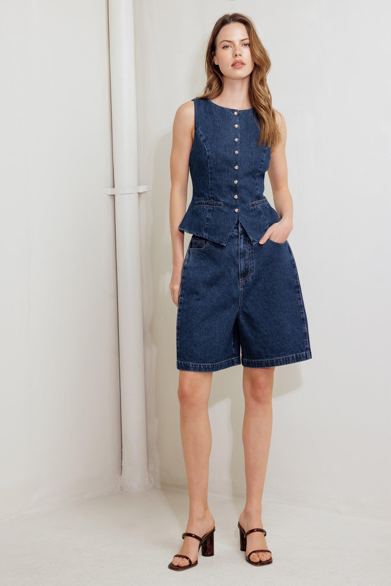 COFFEE PETAL DENIM VEST Flying Tomato