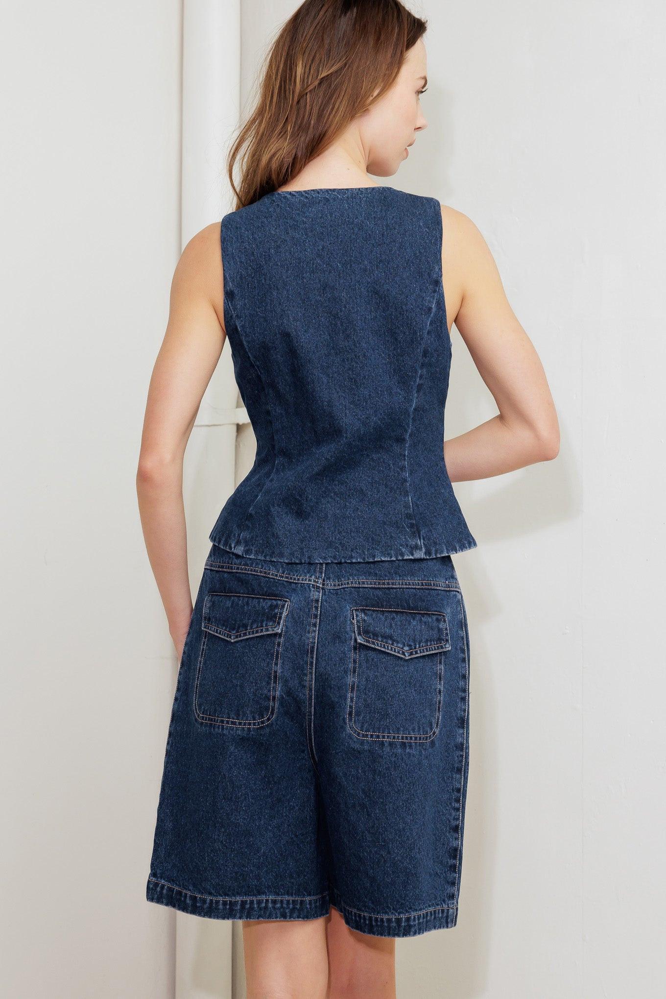 COFFEE PETAL DENIM VEST Flying Tomato