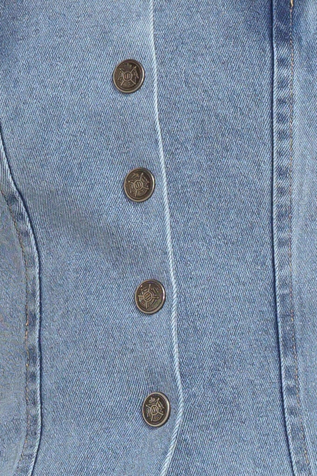 STITCHED SILHOUETTE DENIM TOP Flying Tomato