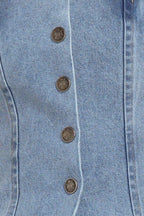 STITCHED SILHOUETTE DENIM TOP Flying Tomato