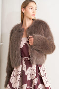 LONDON FLARE MOCHA FAUX FUR CROP JACKET Flying Tomato