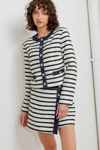 BONJOUR STRIPE WOVEN CROP JACKET Flying Tomato