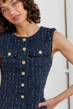 PARISIAN TWEED NAVY WOVEN TWEED VEST Flying Tomato