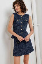 PARISIAN TWEED NAVY WOVEN TWEED VEST Flying Tomato